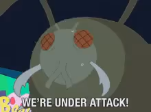 a cartoon of a bug with the words we 're under attack below it